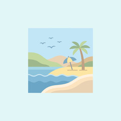 Obraz premium A flat vector illustration of a tropical beach scene