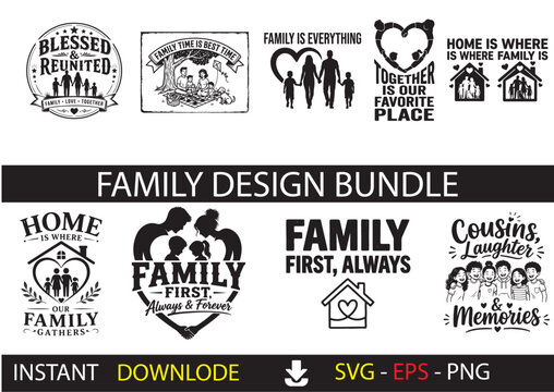 Family Reunion Design Bundle &ndash; Family Gathering, Togetherness, Celebration SVG Vector Collection
