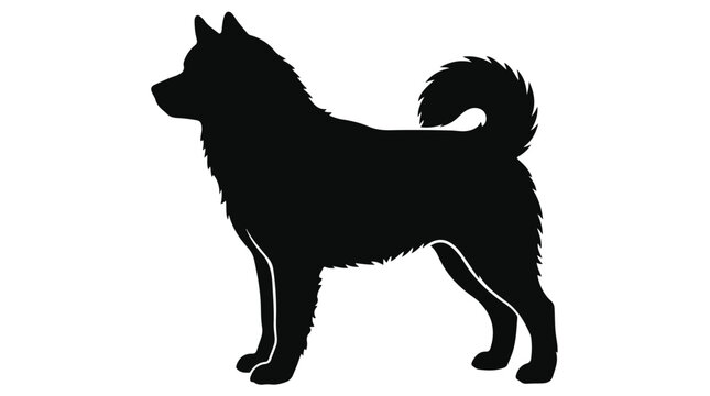 Siberian Husky dog silhouette vector, black Alaskan Malamute profile icon, standing sled dog pet illustration for logo design and branding