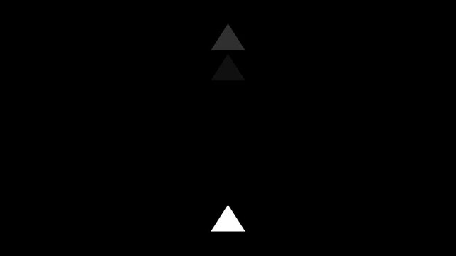 Monochrome triangle shapes ascending vertically in a stylized geometric sequence.