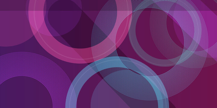 Geometric abstract wallpaper pattern with intersecting circles and thin light lines layered over deep purple gradient surface design.