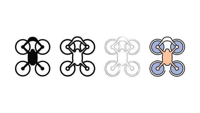 Drone quadcopter icon evolution set editable vector
