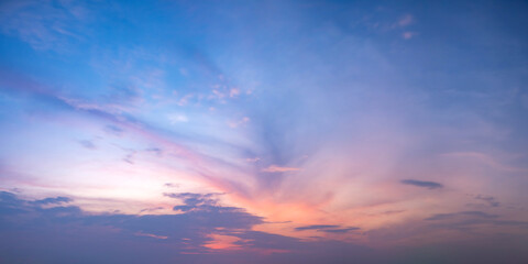 Fototapeta premium Dramatic panorama sky with cloud on twilight time.