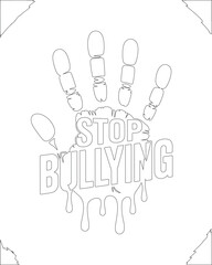 Fototapeta premium Outlined handprint sign with clear message STOP BULLYING to raise awareness