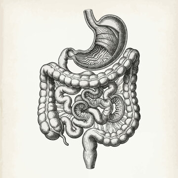 Detailed illustration of the human digestive system.