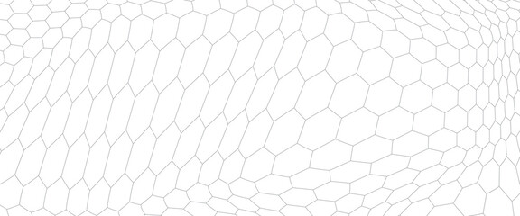Fishing or soccer net. Repeated hexagon pattern. Black wired mesh texture isolated on white background. Metallic or fabric fence, cage or lattice structure. Vector graphic Illustration. © suprikacenhk