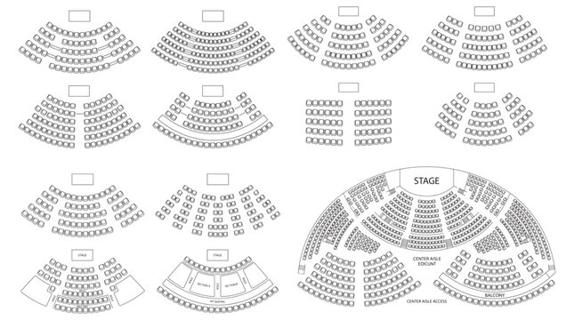 Theater Seating Plan Set With Auditorium Seating Chart Diagrams For Venue Layout Blueprint