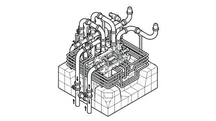 Obraz premium Industrial Pipe System Infrastructure.
