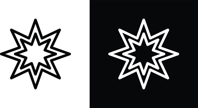 Bahai icons in black and white colors
