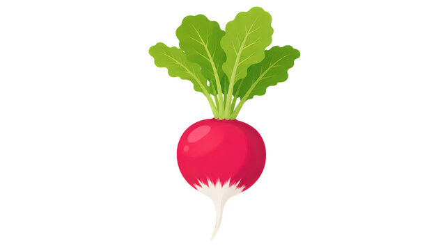 Fresh radish, vegetable icon, red root, green leafy top summer