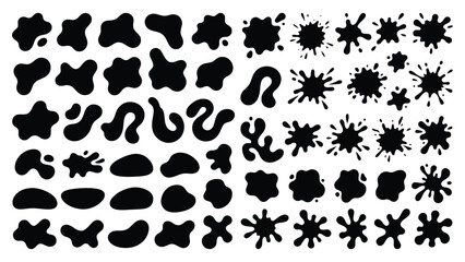 Fototapeta premium Black abstract shapes collection isolated on white background for modern graphic design
