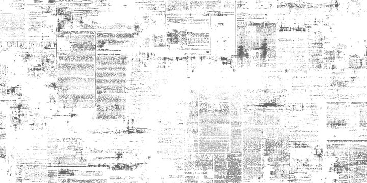 Vintage newspaper texture background with faded text, minimalist black and white distressed collage paper backdrop