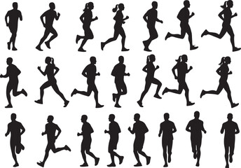 Obraz premium Silhouettes of people running in different styles