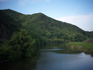 Fototapeta premium Beautiful Green Landscape Of Cao'e River Scenic Area In Shaoxing