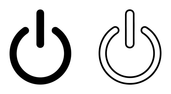 Power button icon in black and white line style on a white background