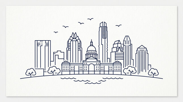 Austin Skyline Monoline Vector