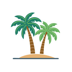 Fototapeta premium Two palm trees on a tropical island vector illustration