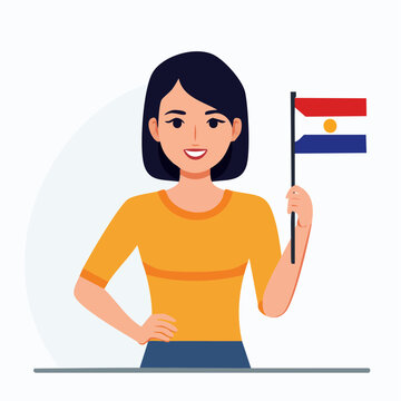 Woman Holding Paraguayan Flag