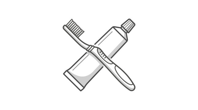 Crossed toothbrush and toothpaste tube dental health icon