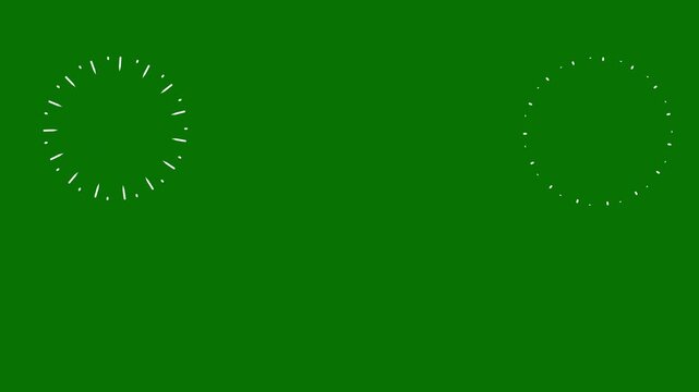 Circle fireworks line blast animation, glowing line blast motion graphics, circular blast elements for on green screen background, single line three blast Explosive Burst 4k video.