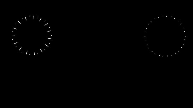 Circle fireworks line blast animation, glowing line blast motion graphics, circular blast elements for on black screen background, single line three blast Explosive Burst 4k video.