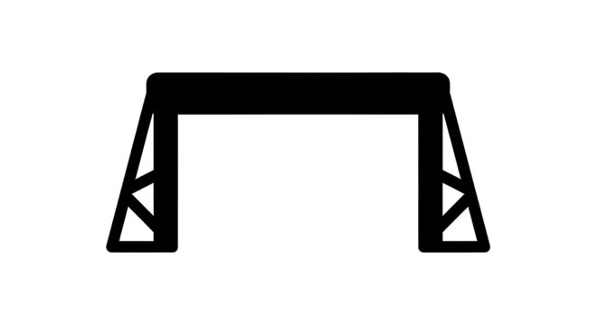 Minimal black silhouette icon, simple flat vector, bold black shape, no, no shading black silhouette of a truss goal post or event archway on a, flat icon style