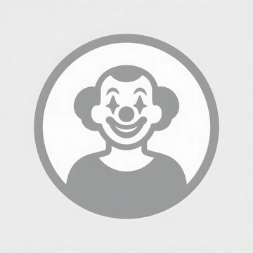 Clown Face Icon with Makeup and Curly Hair in Circle