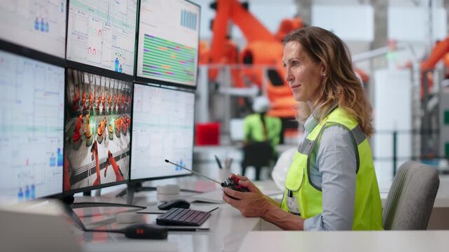 Engineer Carefully Operates Robotic Arms Remotely Using Haptic Controllers