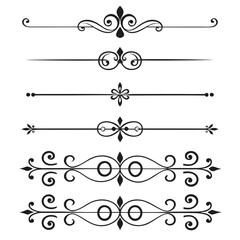 Vintage scroll and fleur de lis divider set art. © yeasin