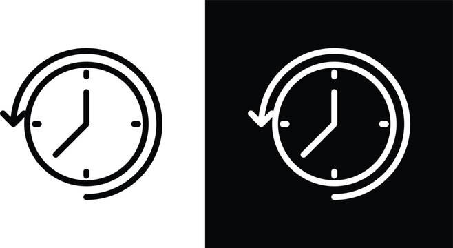 Past time icons in black and white colors
