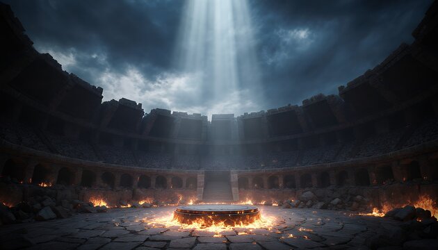 Ancient Arena with Cinematic Lighting and Dramatic Atmosphere