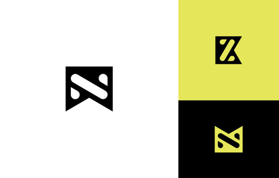 Letters NM or ZK Monogram Template. Letters NM or ZK Monogram Logo Design,  Modern Minimal Initial Letter mark.