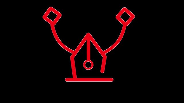 Minimalist graphic design concept motion graphic with red pen tool line art 4k video