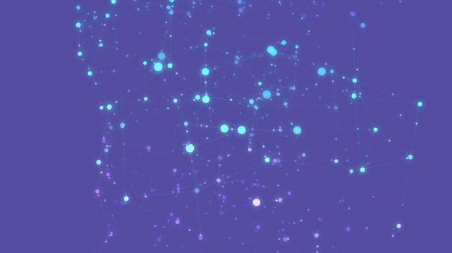 synaptic connections in neural pathways over rotating blue backdrop features intricate web of interconnected strings