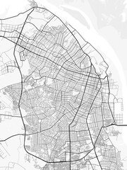 Naklejka premium Barranquilla City Map. Minimalist black and white line art poster for printing, wallpaper, wall art, and map resources for home and office decor