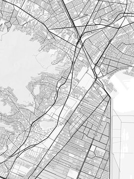 Ecatepec de Morelos City Map. Minimalist black and white line art poster for printing, wallpaper, wall art, and map resources for home and office decor