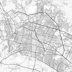 Obraz premium León City Map. Minimalist black and white line art poster for printing, wallpaper, wall art, and map resources for home and office decor