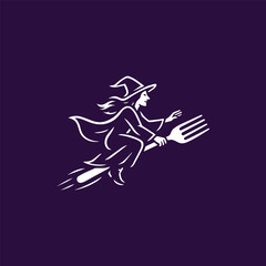 Fototapeta premium Witch Hunting Food Logo