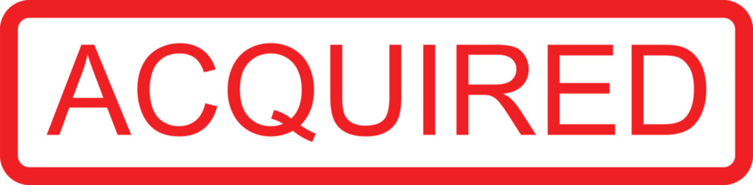 Red acquired stamp with rectangular border