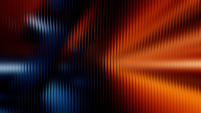 Abstract textured background with vibrant orange and blue light streaks in a wavy pattern suggesting motion and depth