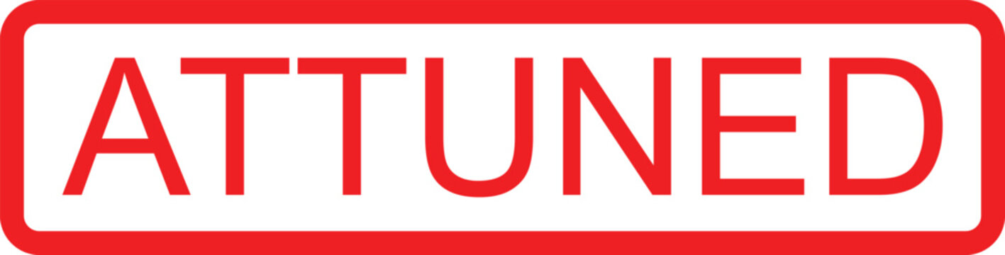 Red attuned text on white background with border