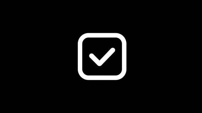 Checkmark icon inside a rounded square on black background