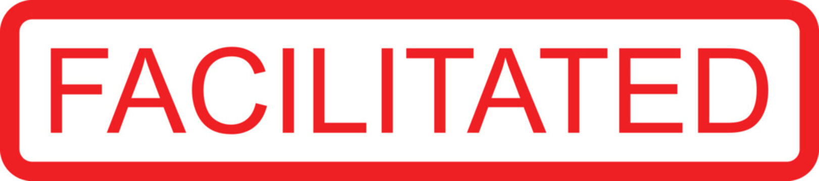 Red facilitated text on white background