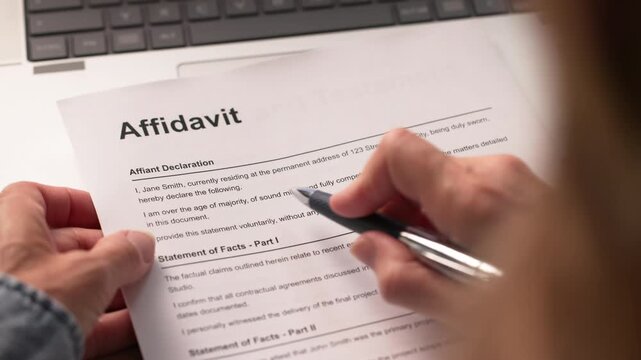 Mature Woman Reading Important Affidavit Document