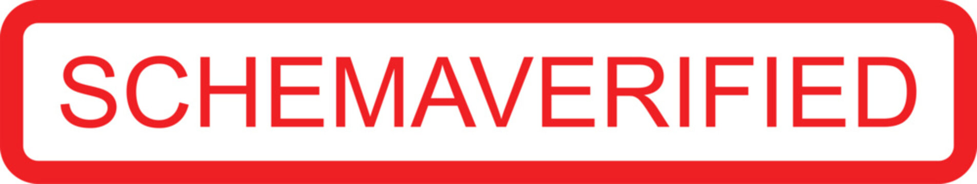 Red schema verified text on white rectangle badge