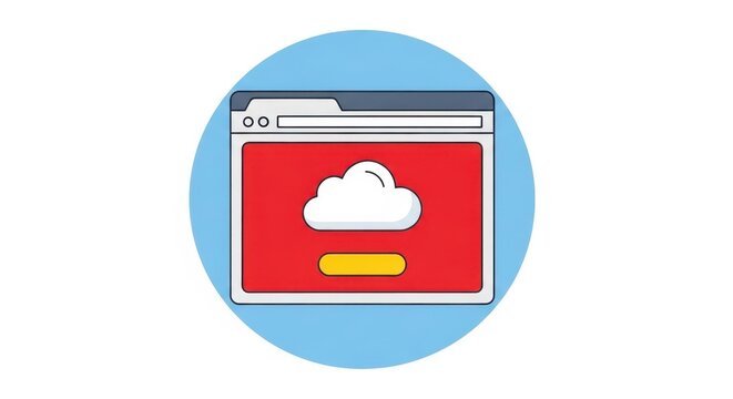 Cloud storage icon with red upload button