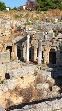 Ancient Corinth archaeological site ruins in Greece