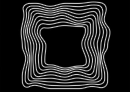 White curved liquid square lines abstract futuristic tech background. Vector minimal art design