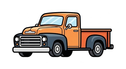 Fototapeta premium Truck vintage orange pickup on white background