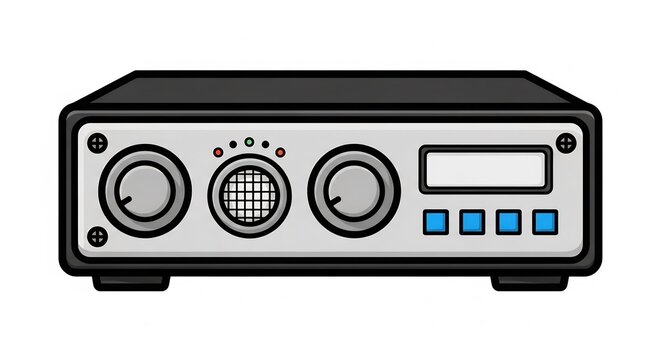 Radio receiver unit with tuning knobs and digital display